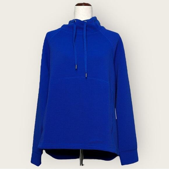 NWT | Nanette Lepore | Ribbed High Neck Pullover Sweatshirt | Royal Blue | XL - Picture 1 of 12